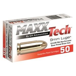 MaxxTech - 124grs FMJ 50STK - 9mmLuger