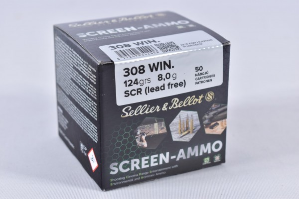 Munition bleifrei Sellier & Bellot 124grs Screen-Ammo 50STK .308Win