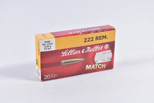 Munition bleihaltig Sellier & Bellot 52 grs HPBT 20STK .222Rem.