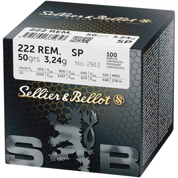 Sellier & Bellot - 50grs SP 100STK - .222Rem